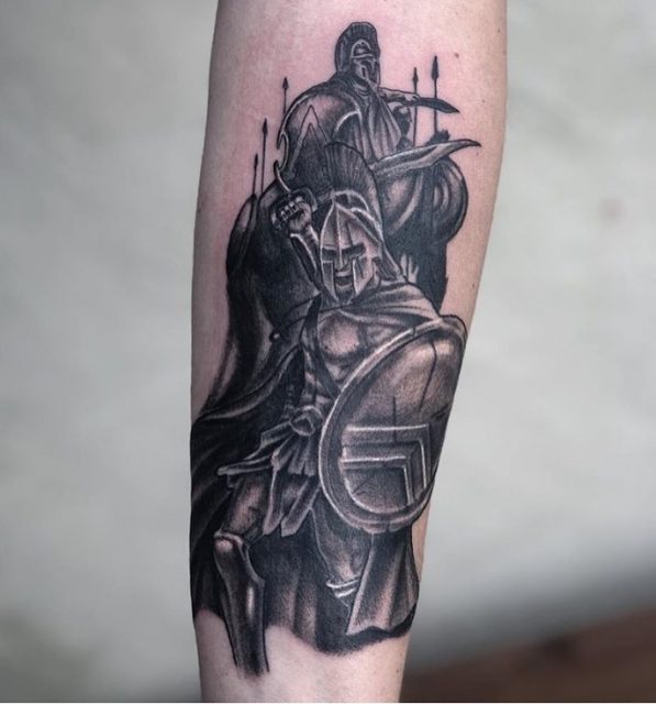 kneeling warrior tattoo