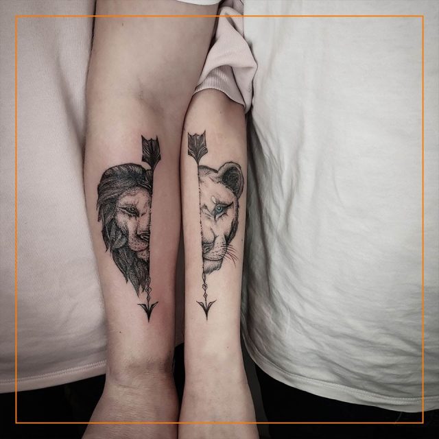 Geometric Lion Couple | King and Queen Temporary Tattoo | Sun and Moon Fake  Tattoo – The Inkgenic