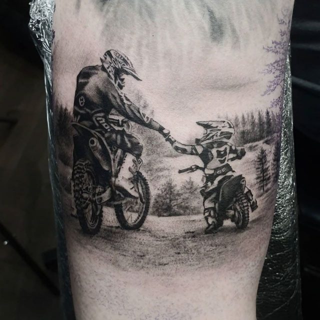 Small simple motorcycle tattoo on forearm | Small forearm tattoos, Motorcycle  tattoos, Tattoos for guys
